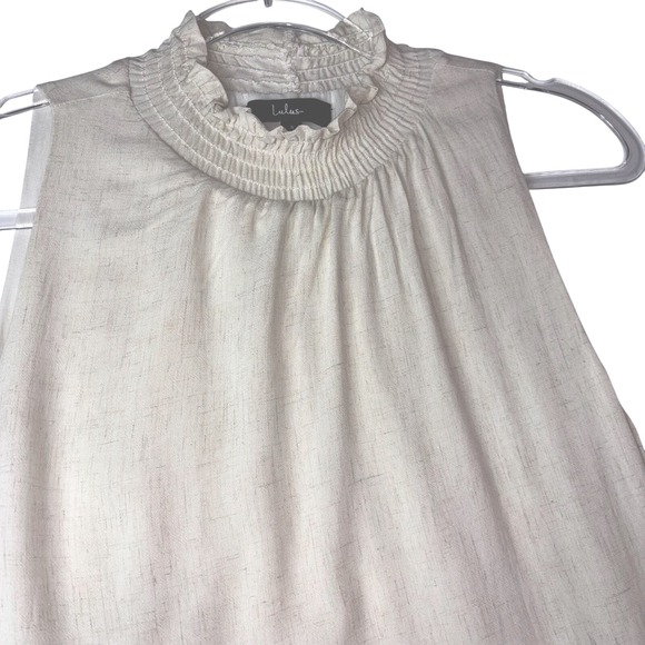 Lulus Cream Beige Tiered Midi Dress Size: Small - Picture 3 of 7